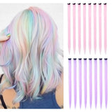 Colored Hair Extensions 20Inch Straight Color Clip in on Hair Extension Rainbow Party Highlights Synthetic Hairpiece