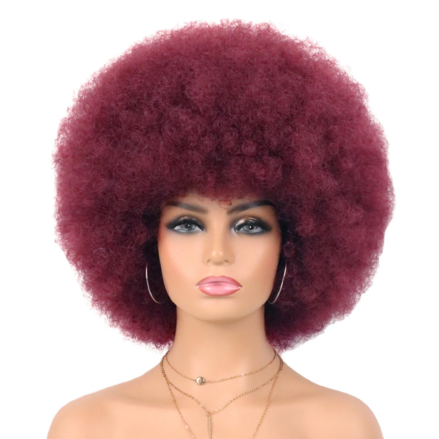 70s Dark Grey Afro Curly Wigs Synthetic Hair - Wigtrends