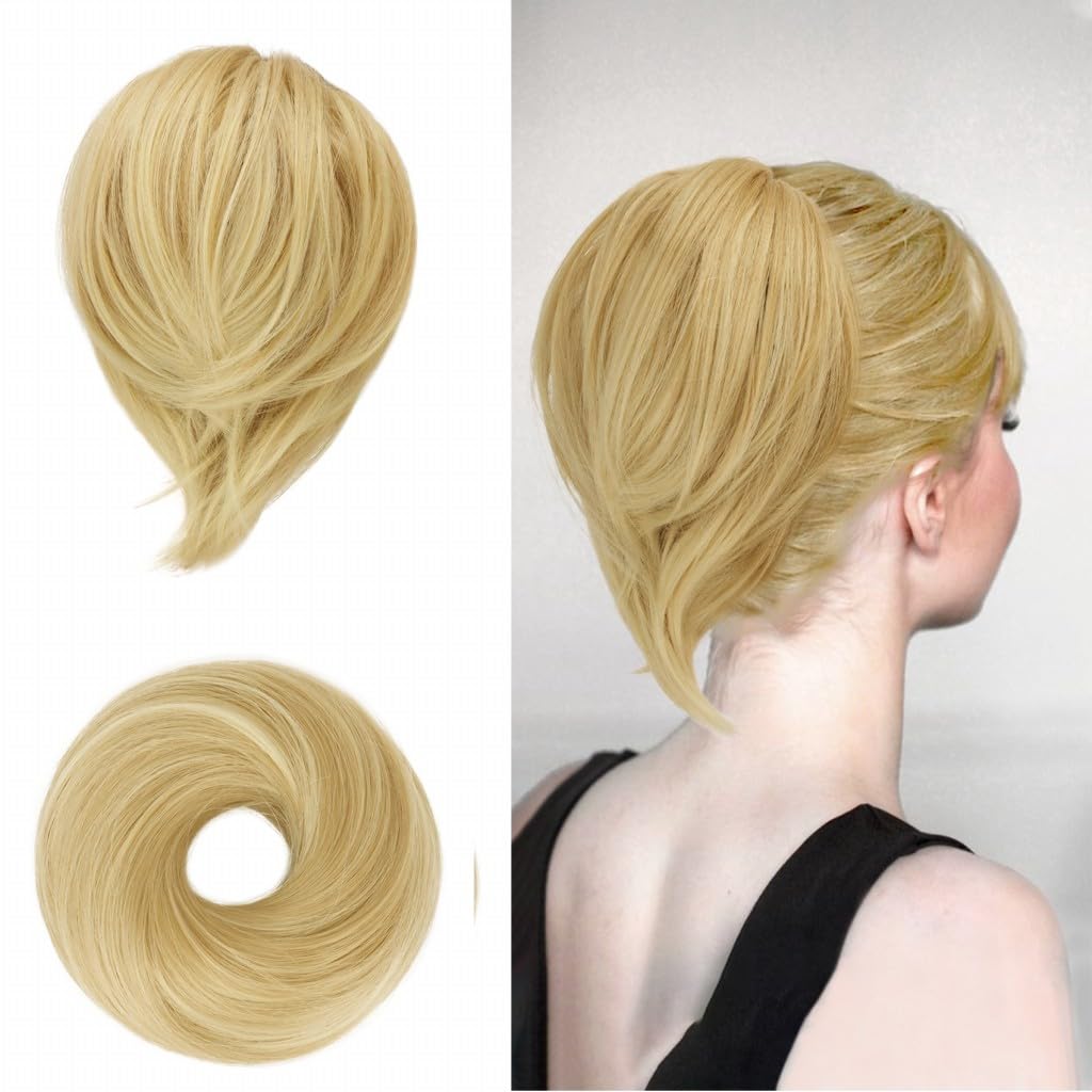 Hair Bun Ponytail Extension Straight Synthetic Hairpiece Fully Short Ponytail