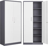 Metal Storage Cabinet with 2 Doors and 6 Shelves,Black Metal Cabinet with Lock,71" Lockable Garage Storage Cabinets,Locking File Cabinet,Steel Tool Cabinets for Home,Office,Garage,Shop,School