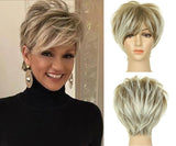 Pixie Layered Short Blonde Wigs Blonde Mixed Brown Human Hair Wigs