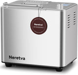 Neretva Bread Maker, 20-IN-1 2LB Bread Machine Dual Heater Bread Maker Machine Automatic with Nonstick Ceramic Pan, 15H Timer & 1H Keep Warm Set, Low Noise, Stainless Steel Breadmaker Recipe-Green
