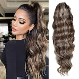 Body Wave Ponytail hair Extension Human Hair Wigs Wrap Around Drawstring Curly Wavy Ponytail Hairpieces(Silver Grey）