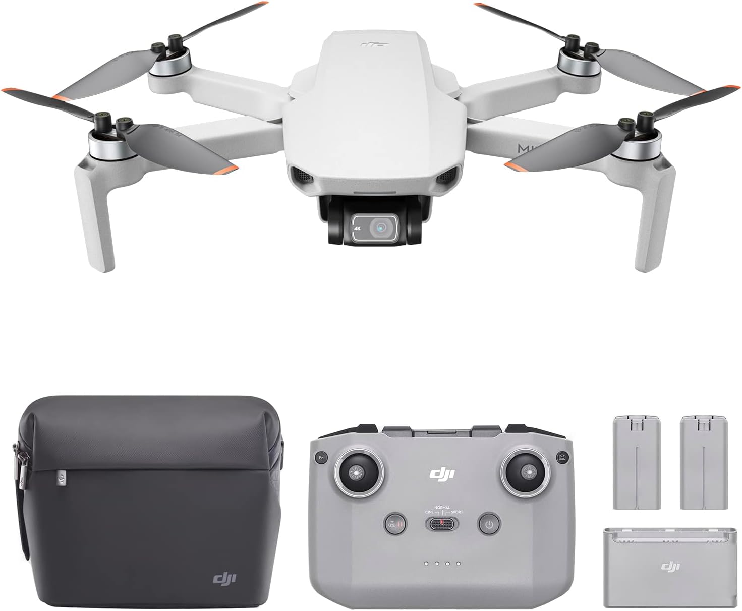 DJI Mini 4K Camera Drone Combo, Drone with 4K UHD Camera for Adults, Under 249 g, 3-Axis Gimbal Stabilization, 10km Video Transmission, Auto Return, 2 Batteries for 62-Min Max Flight Time, QuickShots