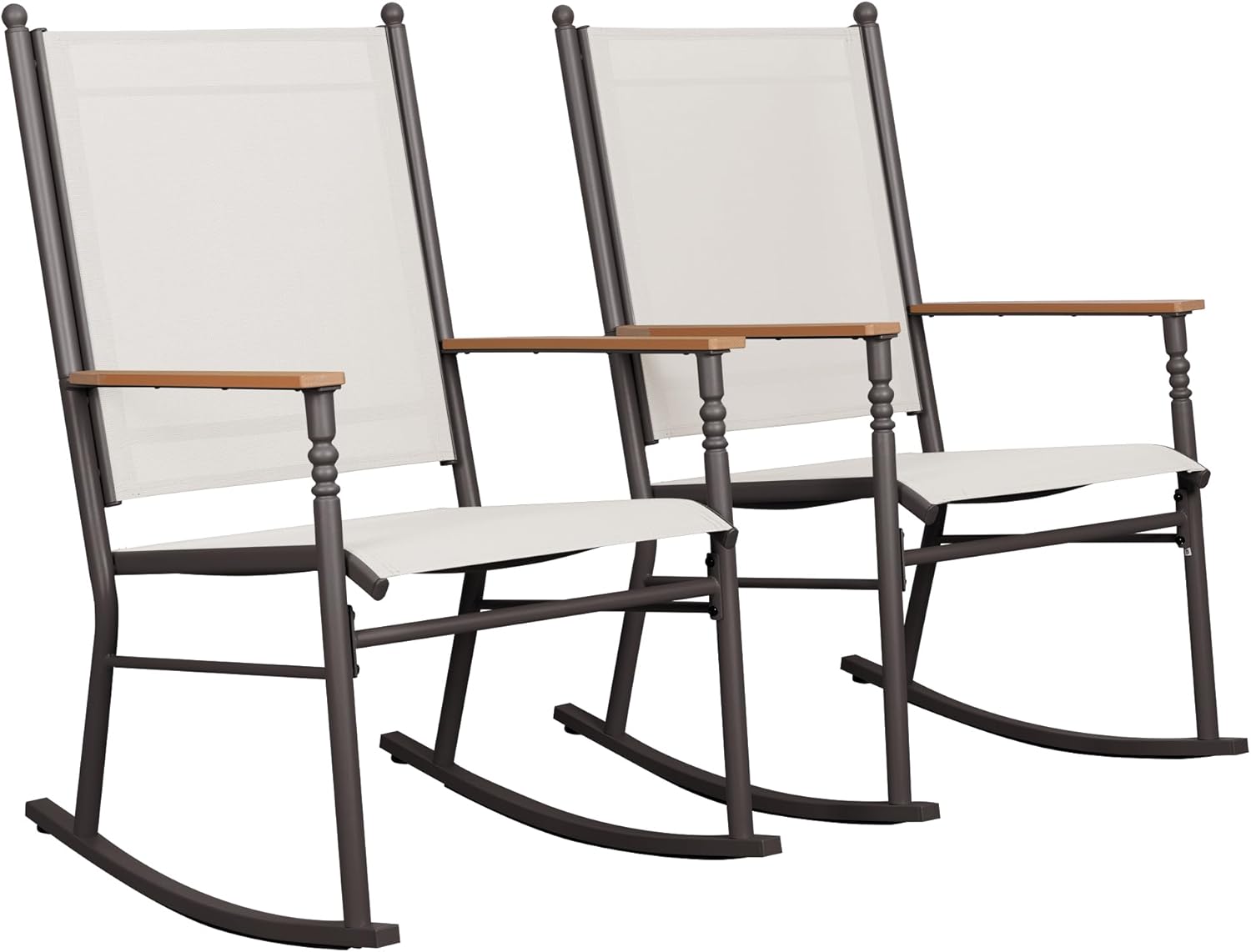 Shintenchi 2 Pieces Outdoor Rocking Chair Set,Upgraded Patio Set with High Back,Breathable Fabric Chairs Outdoor Textilene Rocking Chair for Patio, Garden, Balcony, Pool