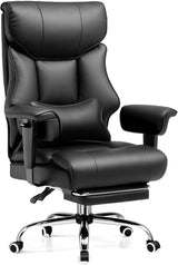 GTRACING Big and Tall Gaming Chair 400lbs Heavy Duty Office Chair with Foot Rest & Ergonomic Pocket Spring Lumbar Support, High Back 3D Saddle Shaped Cushion for Back Pain Relief, Matte-Black