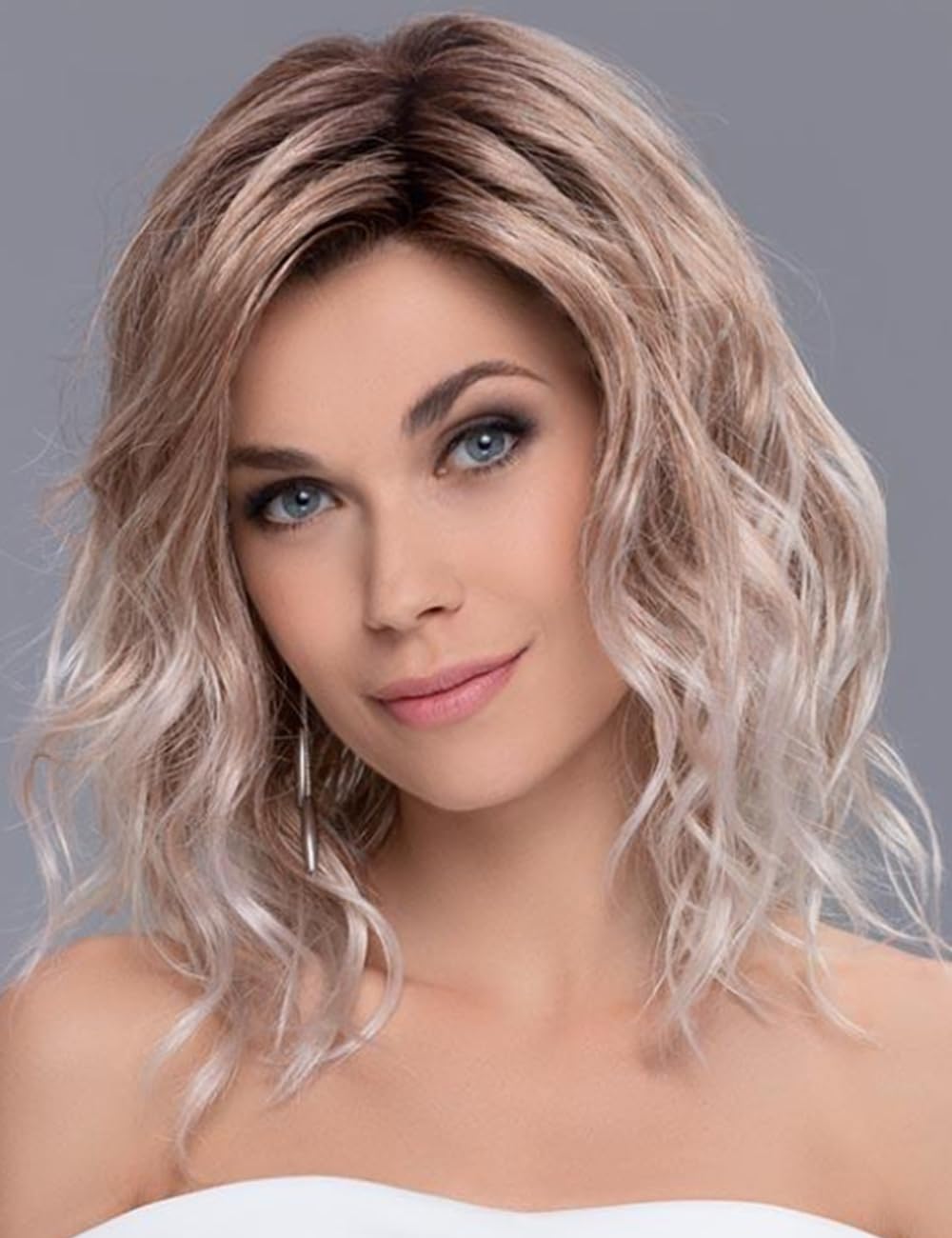 Grey Wigs for White Women Medium Length Layered Silver Gray Wavy Wig Salt and Pepper Wigs for Women - Wigtrends