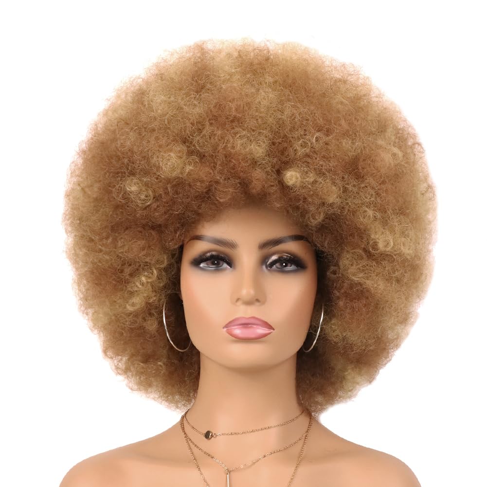 70s Dark Grey Afro Curly Wigs Synthetic Hair - Wigtrends