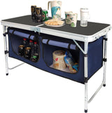 CampLand Outdoor Folding Table Aluminum Lightweight Height Adjustable with Storage Organizer for BBQ, Party, Camping