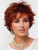 Short Mixed for Women Layered Red Brown Pixie Cut Wig with Bangs Heat Synthetic Short Hair Wigs