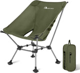 MOON LENCE Portable Camping Chair Plus, Larger & Roomier, Compact and Lightweight Still, Folding Chair for Backpacking & Hiking, 330Lbs Capacity (Black)
