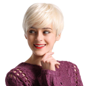 Short Grey Human Hair Wigs for Women Natural Pixie Cut Wig Daily Hair - Wigtrends