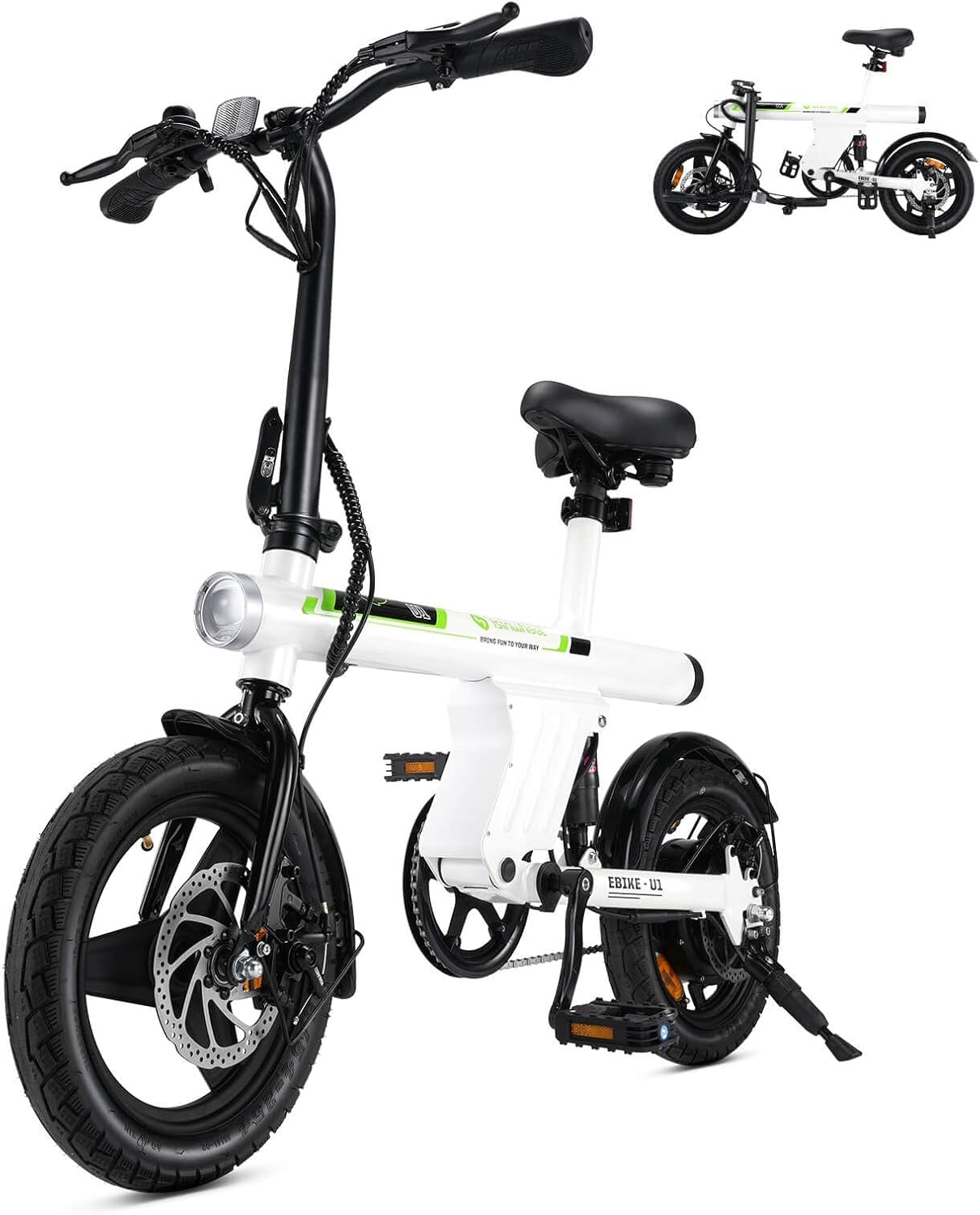 isinwheel Electric Bike for Adult 500W Motor, 20 mph Folding Ebike, 14"/16"/20" Adult Electric Bicycles with Smart Uphill, 280.8Wh/374.4Wh Battery, Mini E Bikes for Adults and Teens