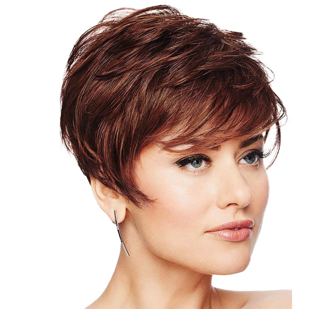 Pixie Cut Wig Short Wigs with Bangs Fiber & Remy Human Hair Wig - Wigtrends