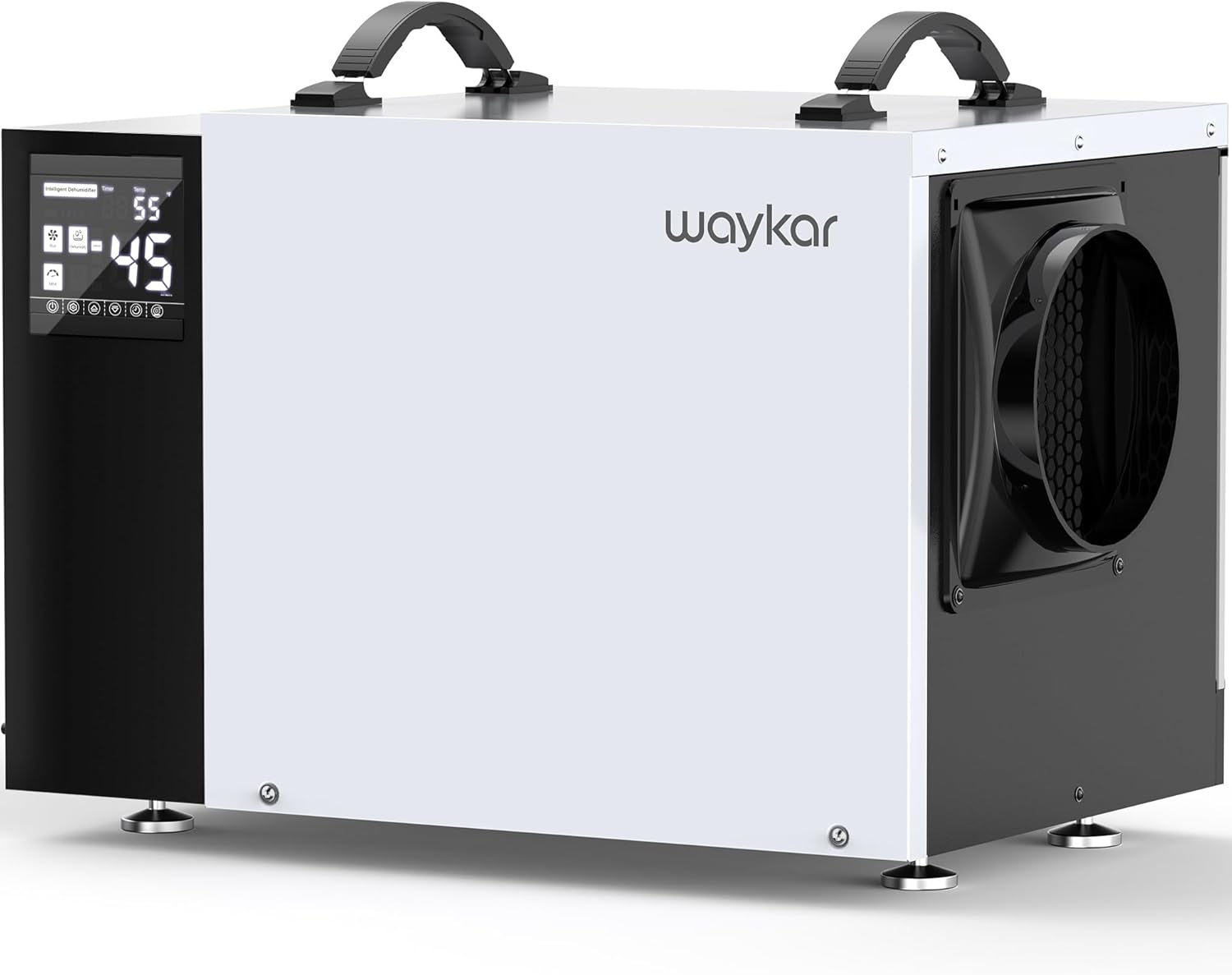 Waykar 125 Pint Crawl Space Dehumidifier with Pump and Drain Hose for commercial, Basements, and Water Damage Unit for Spaces up to 6500 Square Feet, Smart Humidity Control - 5-Year Quality Coverage