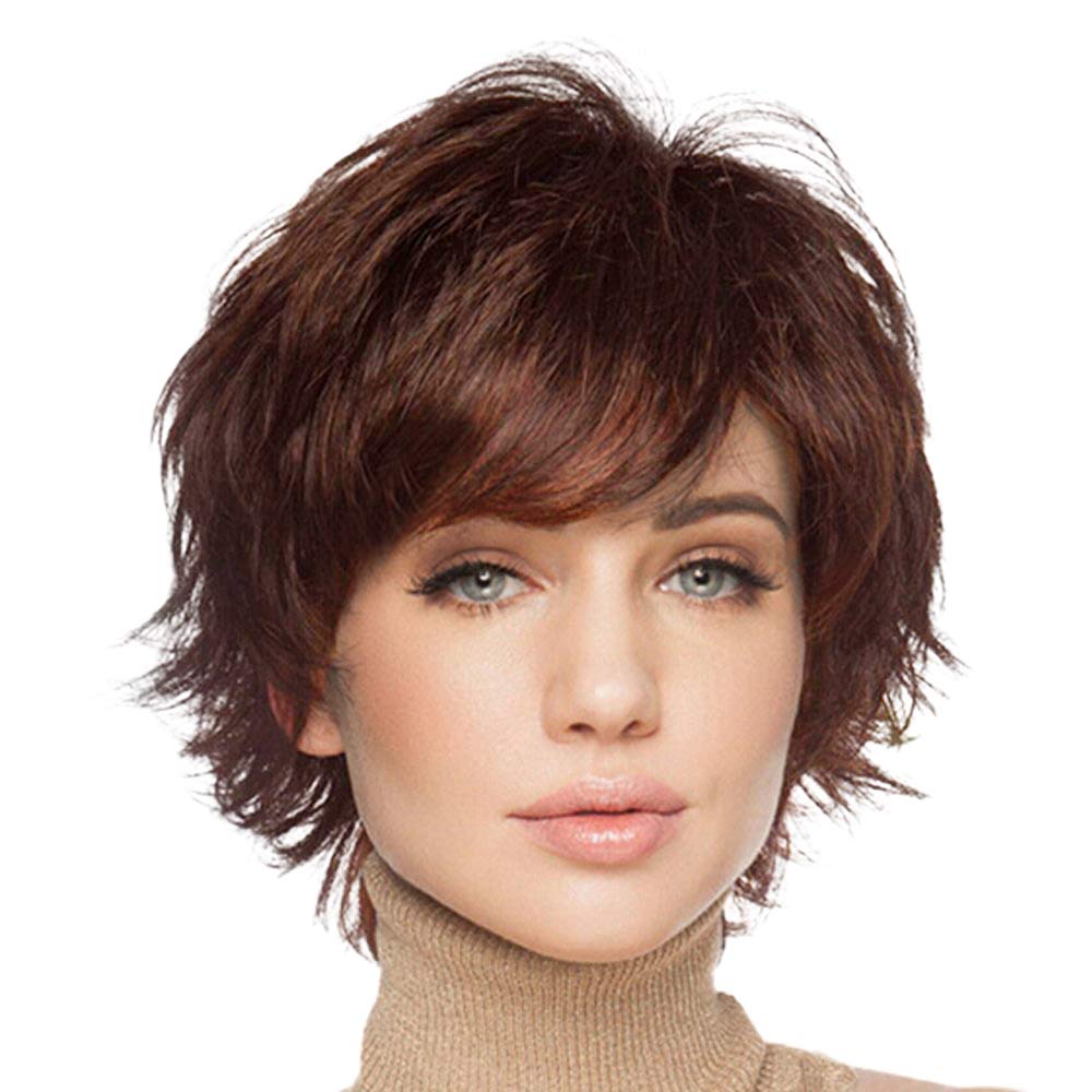 Pixie Cut Wig Short Wigs with Bangs Fiber & Remy Human Hair Wig - Wigtrends