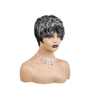 Pixie Cut Wig Short Wigs for Black Women Black Mixed With Grey Human Hair Wigs - Wigtrends