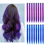 Colored Hair Extensions 20Inch Straight Color Clip in on Hair Extension Rainbow Party Highlights Synthetic Hairpiece