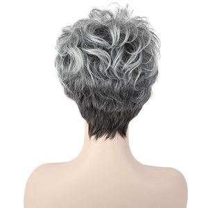 Pixie Cut Human Hair Wigs for Women Pretty Short Gray Wigs for Women Natural Realistic - Wigtrends