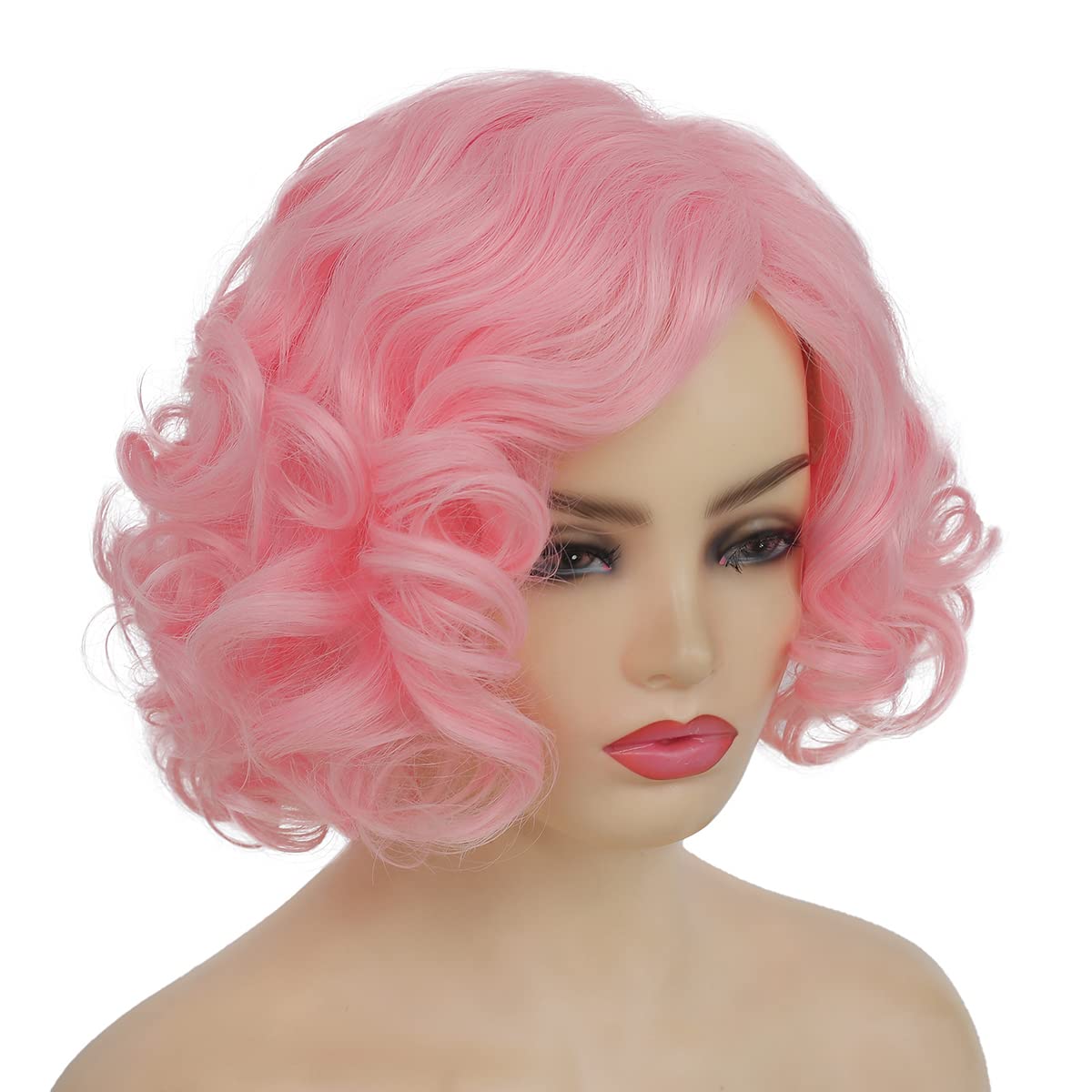 Short Curly White Wig for Women Synthetic Natural Wavy Costume Wig - Wigtrends