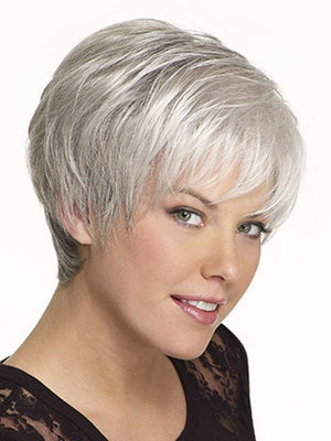 Short Grey Human Hair Wigs for Women Natural Pixie Cut Wig Daily Hair - Wigtrends