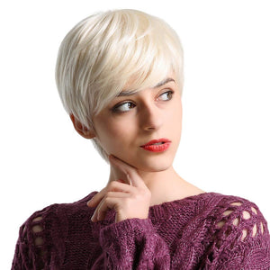 Short Grey Human Hair Wigs for Women Natural Pixie Cut Wig Daily Hair - Wigtrends