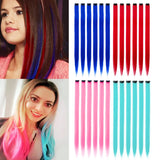 Colored Hair Extensions 20Inch Straight Color Clip in on Hair Extension Rainbow Party Highlights Synthetic Hairpiece