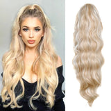 Body Wave Ponytail hair Extension Human Hair Wigs Wrap Around Drawstring Curly Wavy Ponytail Hairpieces(Silver Grey）