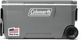 Coleman Classic Series Insulated Portable Rolling Cooler with Wheels, Leak-Resistant Outdoor Hard Cooler Keeps Ice up to 5 Days, 100-Quart