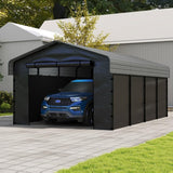 10'x15' Heavy Duty Metal Carport, Outdoor Garage Car Shelter Shade with Heavier Frame, Galvanized Roof for Car and Boats, Grey