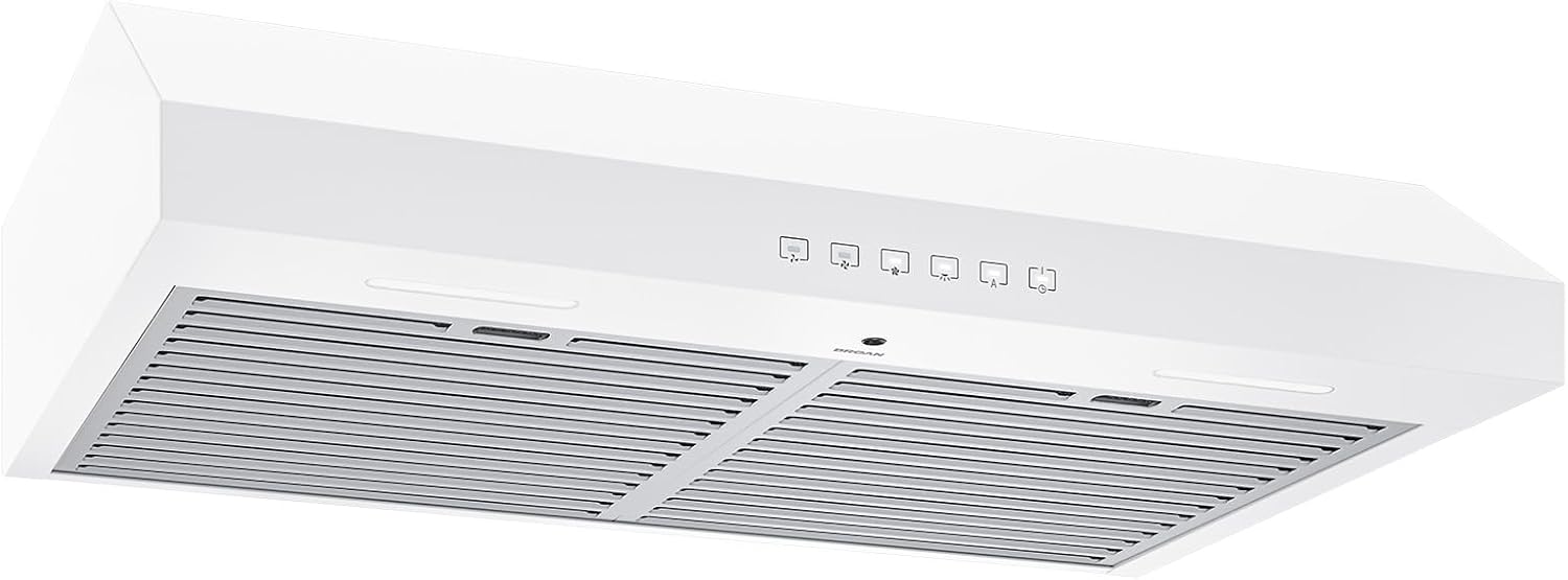 Broan-NuTone BCSQ130SS Three-Speed Glacier Under-Cabinet Range Hood with LED Lights ADA Capable, 1.5 Sones, 375 Max Blower CFM, 30-Inch, Stainless Steel