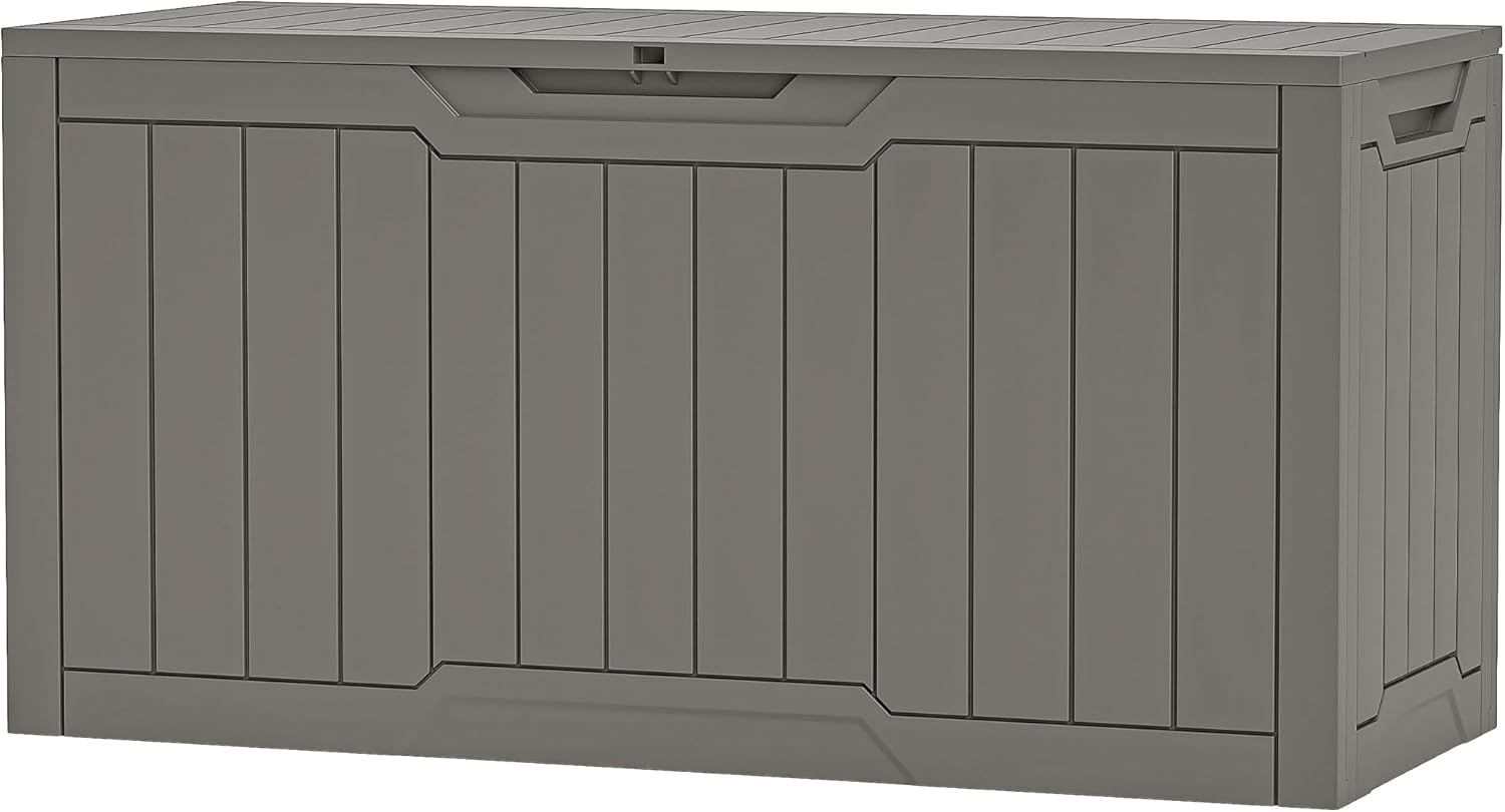 YITAHOME 180 Gallon Large Outdoor Storage XL Deck Box w/Divider for Patio Furniture,Outdoor Cushions, Garden Tools, Sports Equipment and Pool Supplies, Waterproof, Resin, Lockable, Taupe