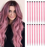 Colored Hair Extensions 20Inch Straight Color Clip in on Hair Extension Rainbow Party Highlights Synthetic Hairpiece