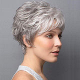 Short Grey Pixie Cut Wigs for White Women Layered Short Silver White Wigs Synthetic