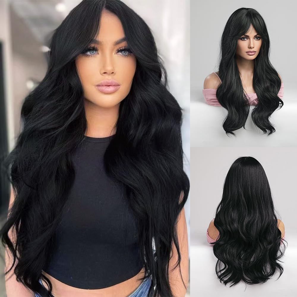 Long Brown Wave Wig 26 inch Synthetic Wig Wave Brown Heat Resistant Hair