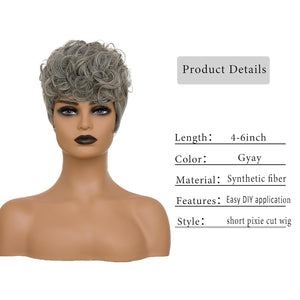 Pixie Cut Wig Short Wigs for Black Women Black Mixed With Grey Human Hair Wigs - Wigtrends