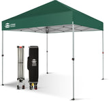 Crown Shades 10x10 Pop Up Canopy - Beach Tent with One Push Setup - Outdoor Sun Shade for Events, Parties, Camping - Gazebo with STO-N-Go Cover Bag, Silver Coated Top, 3 Height& 4 Sand Bags, Sky Blue