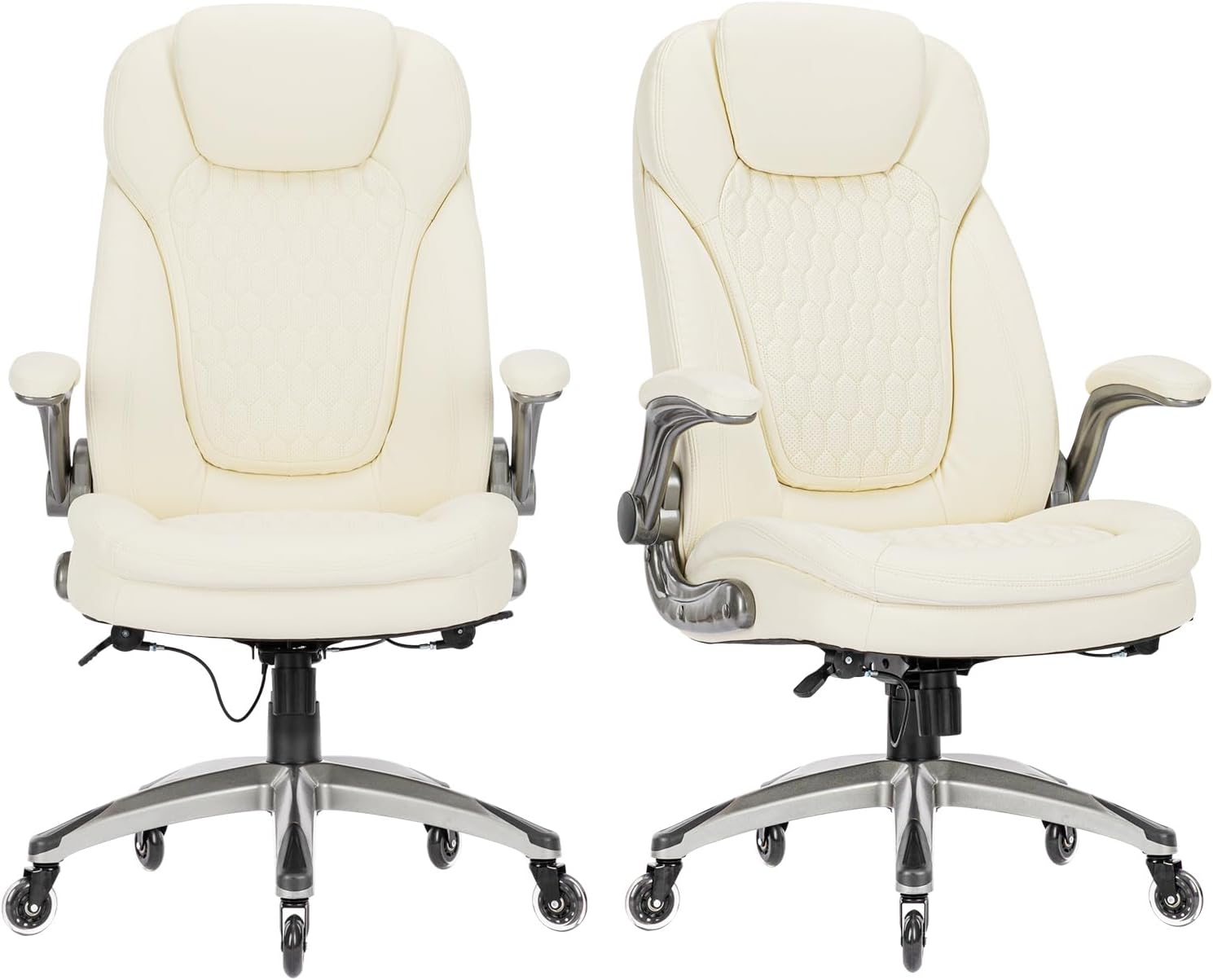 Executive Office Chair-Ergonomic Computer Desk Chair, High Back Leather Chair with Padded Flip-up Arms, Swivel Home Office Chair Upgraded Caster-Black