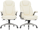 Executive Office Chair-Ergonomic Computer Desk Chair, High Back Leather Chair with Padded Flip-up Arms, Swivel Home Office Chair Upgraded Caster-Black