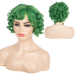 Short Curly White Wig for Women Synthetic Natural Wavy Costume Wig - Wigtrends