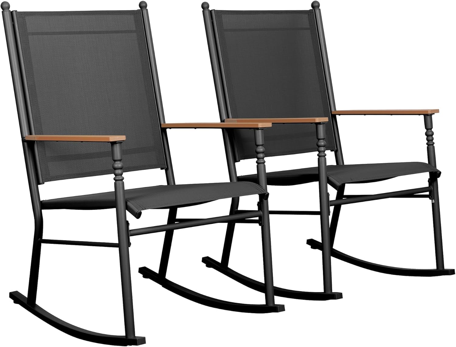 Shintenchi 2 Pieces Outdoor Rocking Chair Set,Upgraded Patio Set with High Back,Breathable Fabric Chairs Outdoor Textilene Rocking Chair for Patio, Garden, Balcony, Pool