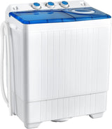 COSTWAY Double Tub 26 lb Capacity Laundry 18 lb 8 lb Spin Combo with Timer Knob Built-in Drain Pump Small Portable Washing Machine