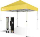 Crown Shades 10x10 Pop Up Canopy - Beach Tent with One Push Setup - Outdoor Sun Shade for Events, Parties, Camping - Gazebo with STO-N-Go Cover Bag, Silver Coated Top, 3 Height& 4 Sand Bags, Sky Blue