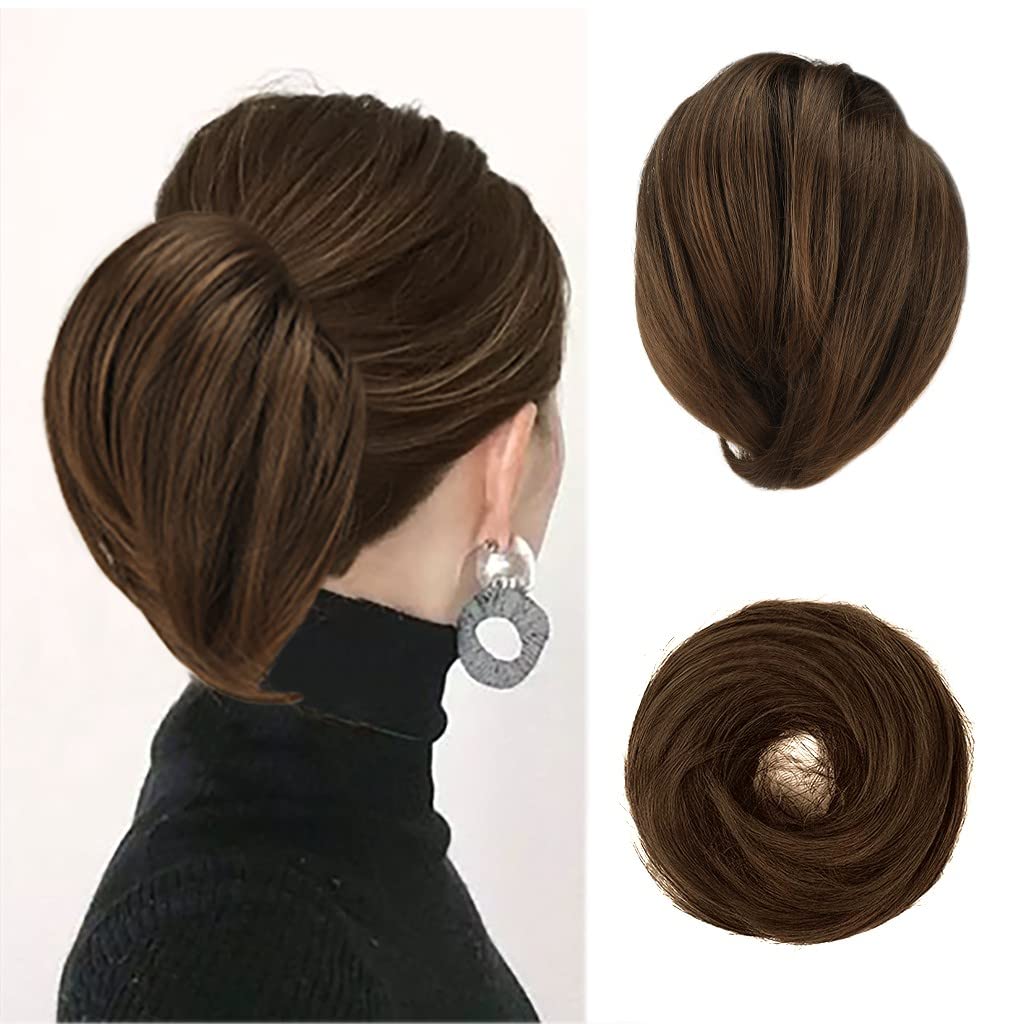 Hair Bun Ponytail Extension Straight Synthetic Hairpiece Fully Short Ponytail