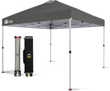 Crown Shades 10x10 Pop Up Canopy - Beach Tent with One Push Setup - Outdoor Sun Shade for Events, Parties, Camping - Gazebo with STO-N-Go Cover Bag, Silver Coated Top, 3 Height& 4 Sand Bags, Sky Blue