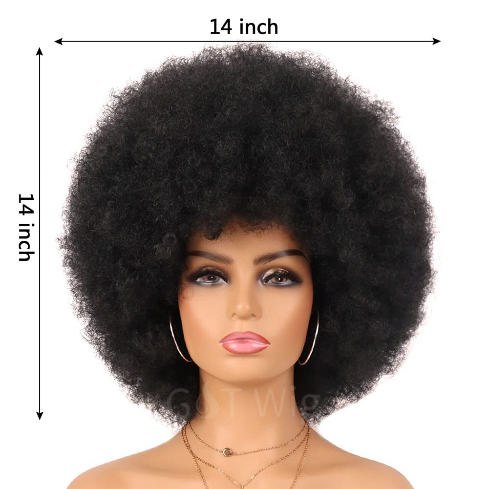 70s Dark Grey Afro Curly Wigs Synthetic Hair - Wigtrends