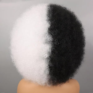 70s Dark Grey Afro Curly Wigs Synthetic Hair - Wigtrends