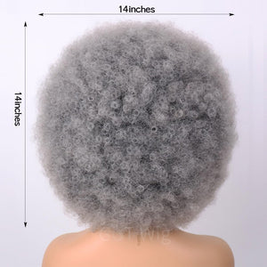 70s Dark Grey Afro Curly Wigs Synthetic Hair - Wigtrends