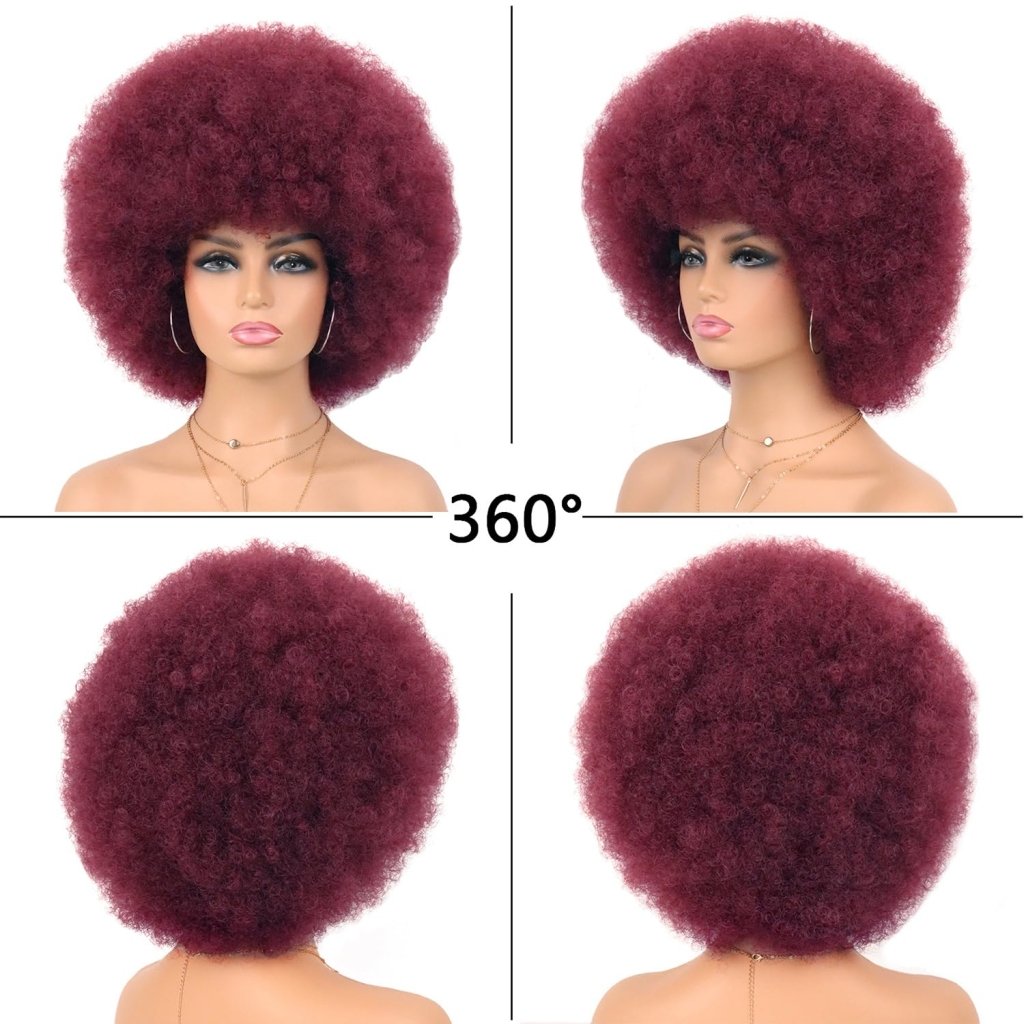 70s Dark Grey Afro Curly Wigs Synthetic Hair - Wigtrends