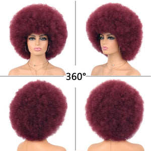 70s Dark Grey Afro Curly Wigs Synthetic Hair - Wigtrends